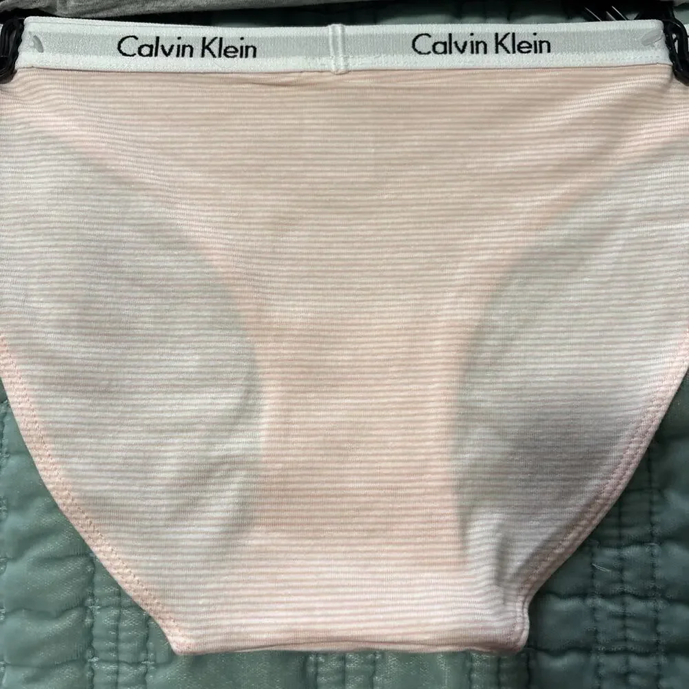 Lot Of 3 NWT Calvin Klein Underwear M Bikini Cotton Stretch Peach, Gray
